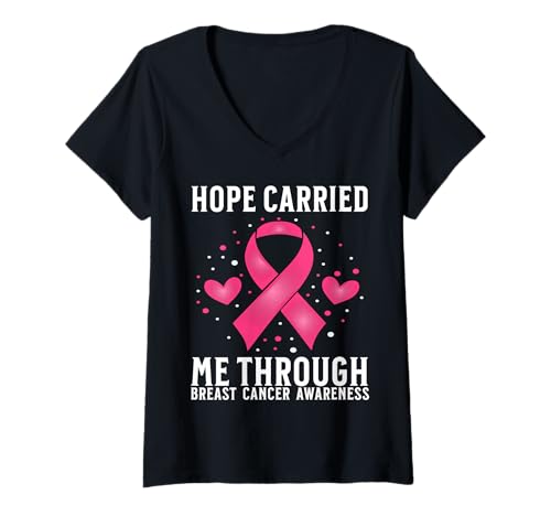 Damen Breast Cancer Survivor Breast Cancer Awareness for Women T-Shirt mit V-Ausschnitt von Flo Design Breast Cancer Awareness Outfits
