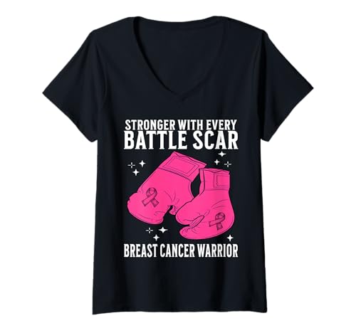 Damen Breast Cancer Warrior Gifts Breast Cancer Awareness Women T-Shirt mit V-Ausschnitt von Flo Design Breast Cancer Awareness Outfits