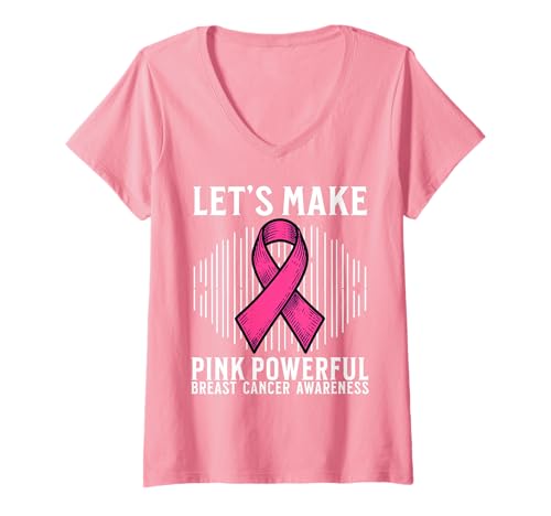 Damen Breast Cancer Women Support Gifts Breast Cancer Awareness T-Shirt mit V-Ausschnitt von Flo Design Breast Cancer Awareness Outfits