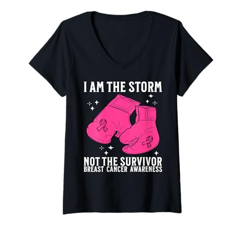 Damen Pink Breast Cancer Shirts for Women Breast Cancer Awareness T-Shirt mit V-Ausschnitt von Flo Design Breast Cancer Awareness Outfits