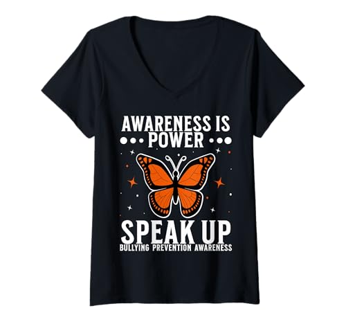 Damen Orange Unity Day Orange Anti Bullying Bully Prevention Kids T-Shirt mit V-Ausschnitt von Flo Design End Bullying