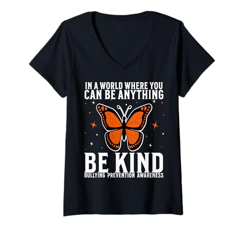 Damen Orange Unity Day Orange Anti Bullying Bully Prevention Kids T-Shirt mit V-Ausschnitt von Flo Design End Bullying
