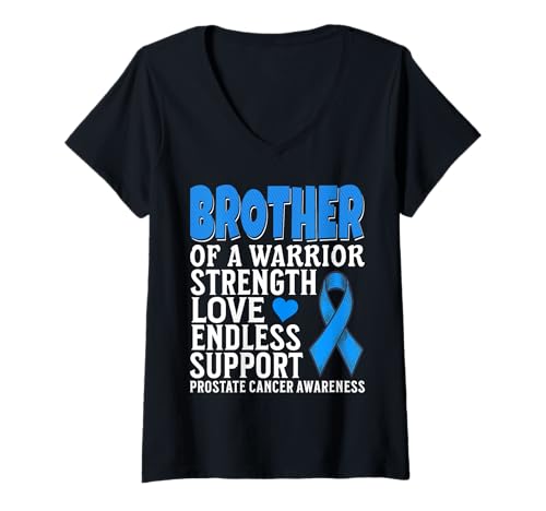 Damen Brother of a Warrior Prostate Cancer Awareness Gifts Product T-Shirt mit V-Ausschnitt von Flo Design Prostate Cancer Awareness Aapparel