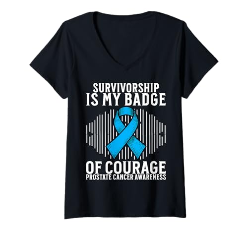 Damen Prostate Cancer Awareness Prostate Cancer Survivor Gifts T-Shirt mit V-Ausschnitt Damen Prostate Cancer Awareness Prostate Cancer Survivor Gifts T-Shirt mit V-Ausschnitt von Flo Design Prostate Cancer Awareness Aapparel