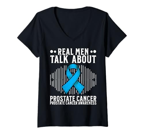 Damen Prostate Cancer Awareness Support Prostate Cancer Gifts Men T-Shirt mit V-Ausschnitt von Flo Design Prostate Cancer Awareness Aapparel