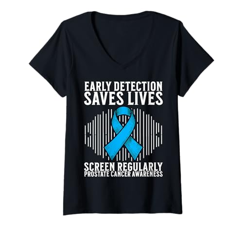 Damen Prostate Cancer Awareness Support Prostate Cancer Gifts Men T-Shirt mit V-Ausschnitt von Flo Design Prostate Cancer Awareness Aapparel