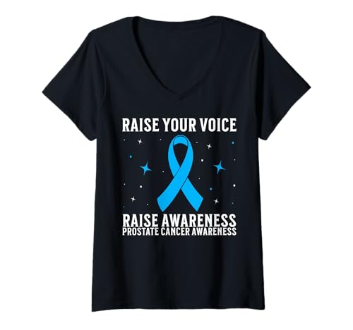 Damen Prostate Cancer Awareness Support Prostate Cancer Gifts Men T-Shirt mit V-Ausschnitt von Flo Design Prostate Cancer Awareness Aapparel