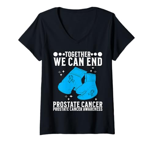 Damen Prostate Cancer Awareness Support Prostate Cancer Gifts Men T-Shirt mit V-Ausschnitt von Flo Design Prostate Cancer Awareness Aapparel