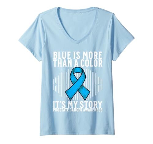 Damen Support Prostate Cancer Awareness Gifts for Men Survivors T-Shirt mit V-Ausschnitt von Flo Design Prostate Cancer Awareness Aapparel