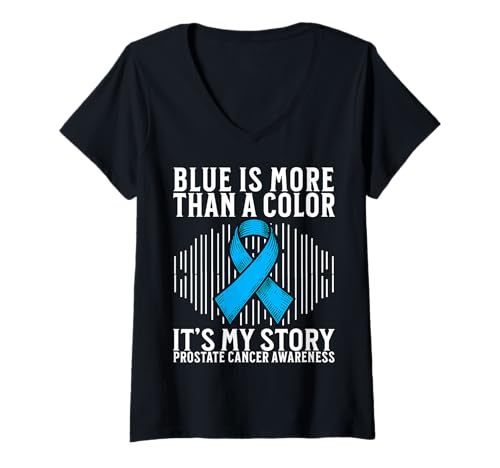 Damen Support Prostate Cancer Awareness Gifts for Men Survivors T-Shirt mit V-Ausschnitt von Flo Design Prostate Cancer Awareness Aapparel