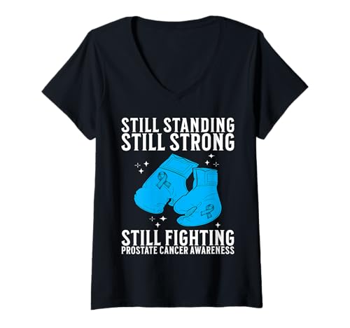 Damen Support Prostate Cancer Awareness Gifts for Men Warrior T-Shirt mit V-Ausschnitt von Flo Design Prostate Cancer Awareness Aapparel
