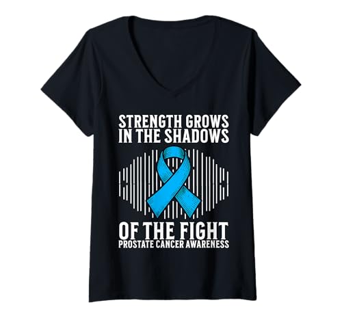 Damen Support Prostate Cancer Awareness Gifts for Men Warrior T-Shirt mit V-Ausschnitt von Flo Design Prostate Cancer Awareness Aapparel