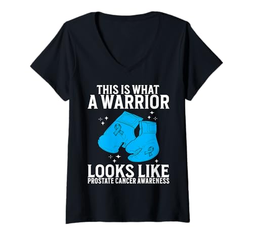 Damen Support Prostate Cancer Awareness Gifts for Men Warrior T-Shirt mit V-Ausschnitt von Flo Design Prostate Cancer Awareness Aapparel