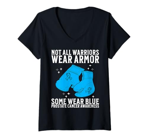 Damen Support Prostate Cancer Awareness Gifts for Men Warrior T-Shirt mit V-Ausschnitt von Flo Design Prostate Cancer Awareness Aapparel