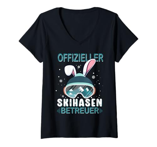 Damen Offizieller Skihasen Betreuer Ski Damen Herren Skilehrer T-Shirt mit V-Ausschnitt Damen Offizieller Skihasen Betreuer Ski Damen Herren Skilehrer T-Shirt mit V-Ausschnitt von Flo Design Ski Outfits