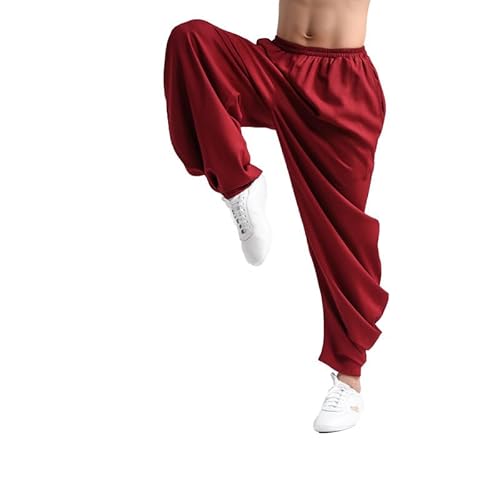 FloAPa Kampfsport Taiji Training Hose für Damen Yoga Pumphose Pump Haremshose Qigong Shaolin Baumwolle Plus Seide Weite Beine Elastische Taille Tai Chi Kung Fu Hose,001,S von FloAPa