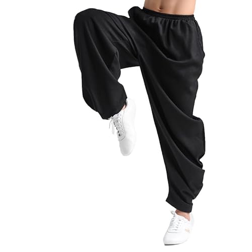 FloAPa Kampfsport Taiji Training Hose für Damen Yoga Pumphose Pump Haremshose Qigong Shaolin Baumwolle Plus Seide Weite Beine Elastische Taille Tai Chi Kung Fu Hose,003,M von FloAPa