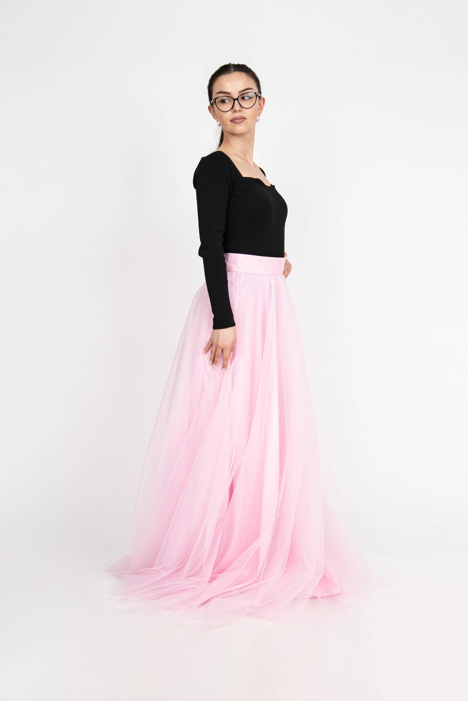 Damen Tüllrock/Pinker Rock/Prinzessin Rock/Rock/Langer Maxirock/Flowy Tutu Rock/Lässiger Ballettrock/Tutu Rock/Rosa Tüll Kleid/F2397 von FloAtelier