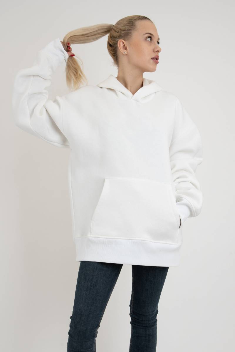 Weißer Übergroßer Hoodie/Nach Maß Super Lange Ärmel Mit Kapuze Sweatshirt Gemütlicher Pullover Weißes /Fc2119 von FloConcept