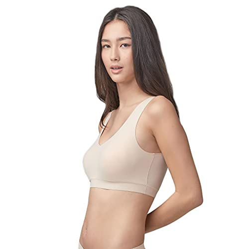 Floatley Cozy Bra Komfort-BH ohne Bügel, vollständige Abdeckung, nahtloser BH mit eingebettetem Polster für Damen - Beige - Medium von Floatley