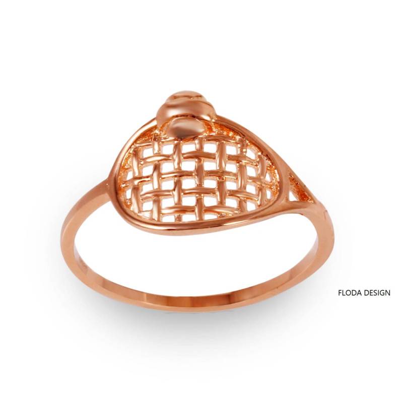 Tennisschläger Ring in Sterling Silber | Roségold Überzogen, Schmuck, Tennisring Tennis Team Geschenk von FlodaDesign