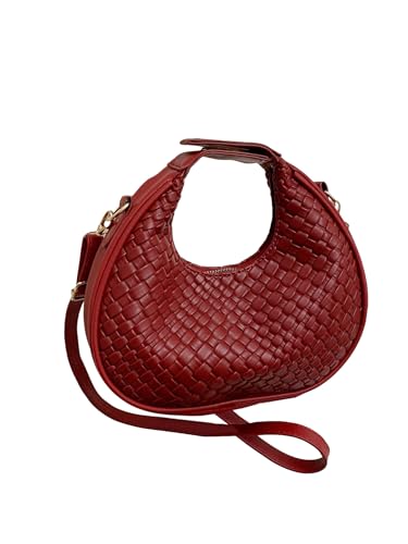 Floerns Damen Crossbody Bag Leder Weave Kleine Handtasche Retro Halbmond Tasche, Rot/Ausflug, einfarbig (Getaway Solids), Einheitsgröße von Floerns