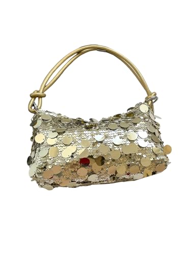 Floerns Damen-Handtasche mit glitzernden Pailletten, Griff oben, mit Perlen, Hobo-Abend-Handtasche, Gold, one_size, Weich von Floerns