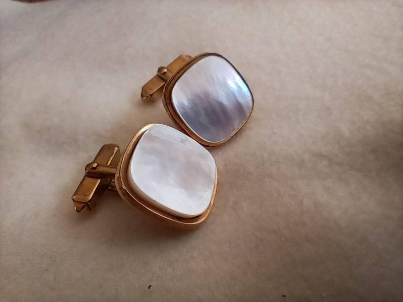 Vintage Manschettenknöpfe Perlmutt Herren Sammler Mode Accessoires von FlohmiOmi