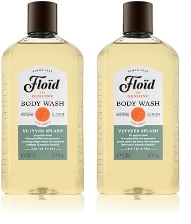 Floïd Vetyver Splash Body Wash (500 ml), Duschgel für Männer reinigt, spendet Feuchtigkeit & klärt, ohne auszutrocknen, nährende Hautpflege mit elegant-raffiniertem Duft (Packung mit 2) von Floïd