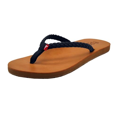 Flojos Damen Harper Flipflop, Marineblau/Tan, 40 EU von Flojos