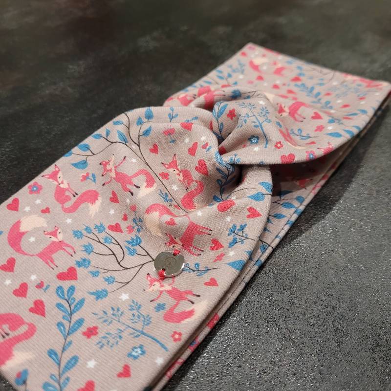 Kinder Knoten Twist Stirnband/Haarband Handmade Aus Baumwolljersey Für Mädchen Füchse Taupe von FlokaroDE