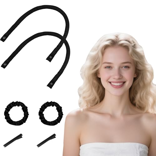 Flomiara Heatless Lockenwickler Stirnband, Heatless Curls Set Keine Hitze über Nacht für Frauen Mädchen DIY Haarstyling Mühelose Heatless Locken Stab Bequem für Lange Kurze Gewellte Alle Haartypen von Flomiara