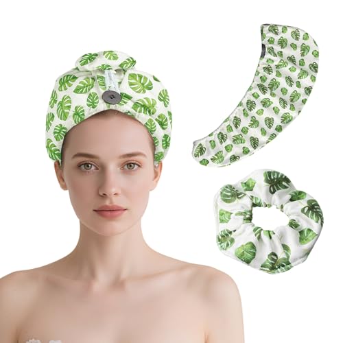 Flomiara Mikrofaser-Haarband, 2 Stück, grüne Blätter von Flomiara