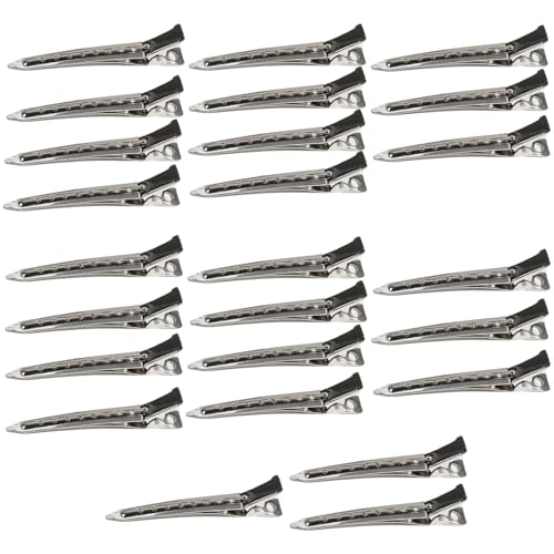 Flomiara Pin Curl Clips 25 Stück, silberfarbene Metall-Haarstyling-Clips zum Abteilen, Lockenverlängerungen & lange Haarspange, DIY-Entenschnabel-Clip, Make-up, Hautpflege-Zubehör für Frauen und von Flomiara