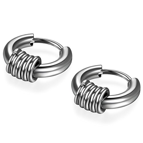 Flongo 15mm Edelstahl Gestüt Reifen Huggie Ohrringe Creolen Silber kleine Runden O-Ring Ringe Poliert Charme Charms Herren, Damen von Flongo