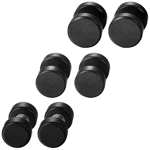 Flongo 6 Stück Holz Ohrstecker Set Knopf Männer Frauen Ohrringe Holz Ohrstecker Gestüt Stecker Ohrringe Braun Fake Plug Tunnel Ohrstecker Piercing Ohrschmuck von Flongo