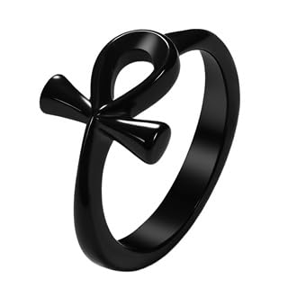 Flongo Ankh Kreuz Ring Damen:Schwarz ägyptischer Unisex Ringe Amulett Geschenk für engsten Freunde Liebhaber Ehepartner Männer Frauen Geburtstagen Jubiläen Weihnachten Valentinstag Thanksgiving 57 von Flongo