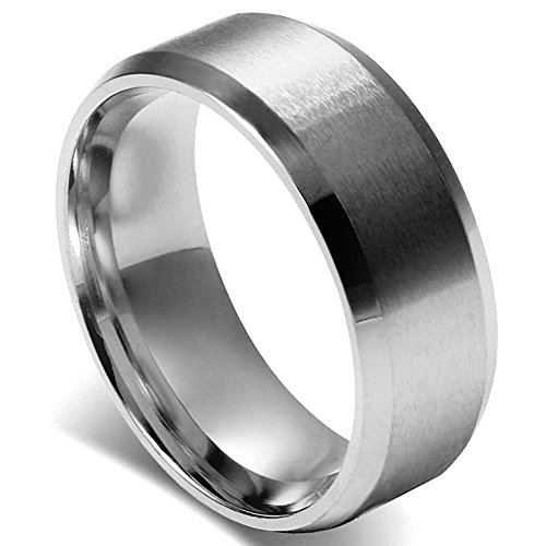 Flongo Herren Ring Männerring, 8mm Band Ringe Daumenring Siegelring Silber Valentine Lieben Paar Engagement Verlobungsringe Hochzeit Poliert Herren-Accessoires Größe 70 von Flongo