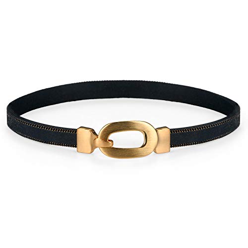 Flongo Choker Tattoo Kette Lederhalsband Damen Halskette Gotik Halsband Schmuck Schwarz Gold O-Ring Schnalle Punk Rock von Flongo