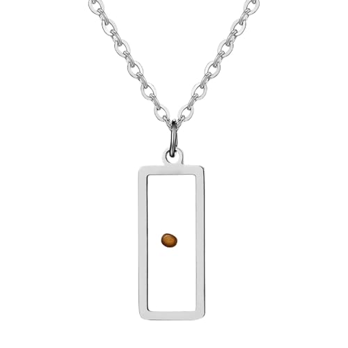 Flongo Christliche Senfkorn Halskette für Damen: Silber Christliche Rechteckig Anhänger Edelstahl Schlicht Kette Religiöser Glaube Inspirierende Christliche Geschenke von Flongo
