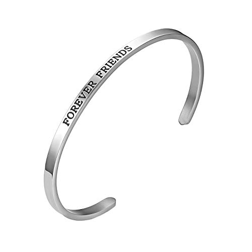 Flongo Damen Armband Freundschaftsarmbänder BFF Ketten für 2, Edelstahl Poliert Armreif Armkette Kette Silber mit Forever Friends Gravur Damen von Flongo