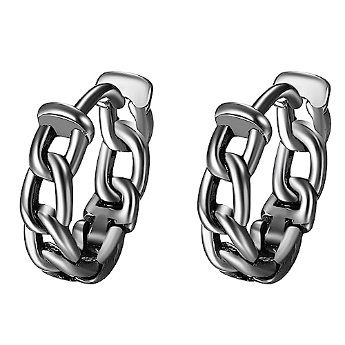 Flongo Damen Creolen Ohrringe silber mit verdreht Knoten klein Hoop Huggie Ohrstecker Twist Knot Kette Gothic Ohrschmuck punk earrings für Herren Mädchen Frauen Edelstahl Weihnachten von Flongo