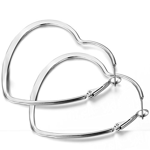Flongo Damen Ohrringe, Edelstahl Ohrstecker Reifen Huggie Ohrringe Ohrhänger Silber Herz Runden Einzigartig Poliert Damen, 46mm Flongo Damen Ohrringe, Edelstahl Ohrstecker Reifen Huggie Ohrringe Ohrhänger Silber Herz Runden Einzigartig Poliert Damen, 46mm von Flongo