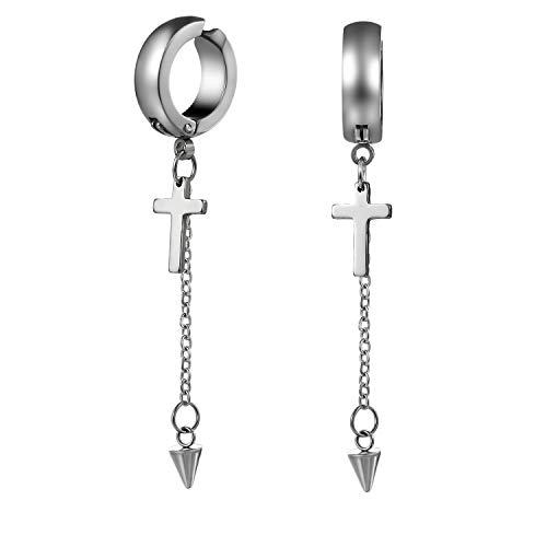 Flongo Damen Ohrringe Herren Ohrstecker Creolen, Edelstahl ohne Loch Ohrklemme Ohrkette Silber Kreuz Kruzifix Anhänger Kette Quasten Troddel Hängende Tropfen Ohrringe Männer Frauen Flongo Damen Ohrringe Herren Ohrstecker Creolen, Edelstahl ohne Loch Ohrklemme Ohrkette Silber Kreuz Kruzifix Anhänger Kette Quasten Troddel Hängende Tropfen Ohrringe Männer Frauen von Flongo