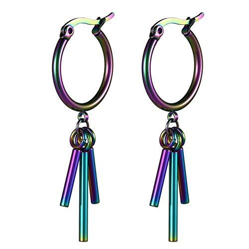 Flongo Damen Ohrringe Herren Ohrstecker Gestüt Stecker Creolen Huggie Ohrhänger Baseballschläger hängend Anhänger Gotik Frauen Männer Bunt von Flongo