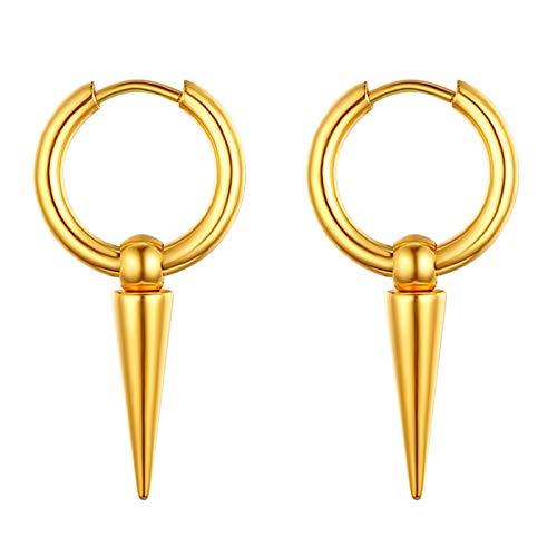 Flongo Damen Ohrringe Herren Ohrstecker aus Edelstahl Gestüt Stecker Creolen Huggie Ohrhänger Gold mit hängend Anhänger Gotik Frauen Männer von Flongo