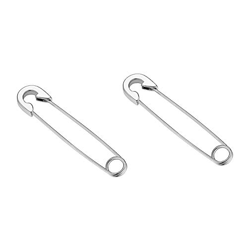 Flongo Damen Ohrringe Herren Ohrstecker mit hängendem Pin Sicherheitsnadel Anhänger aus Edelstahl Gestüt Stecker Huggie Ohrhänger Creolen Silber Gotik Punk Frauen Männer von Flongo