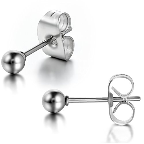 Flongo Damen Perlen Ohrstecker 5mm Silber aus Edelstahl Gestüt Stecker Ohrringe Ohrstecker Kugel Perlen Charm Elegant Herren Frauen Flongo Damen Perlen Ohrstecker 5mm Silber aus Edelstahl Gestüt Stecker Ohrringe Ohrstecker Kugel Perlen Charm Elegant Herren Frauen von Flongo