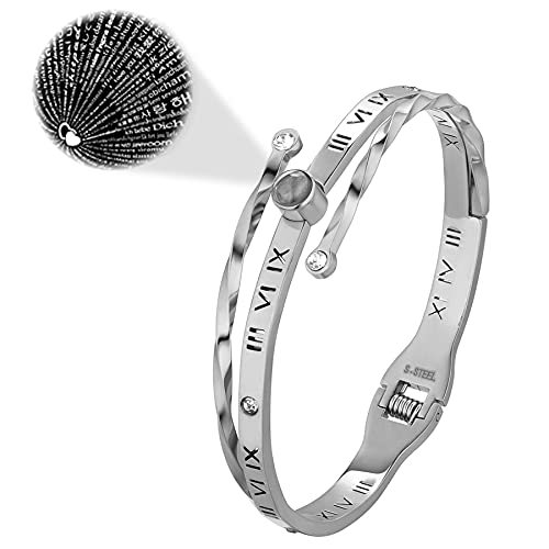 Flongo Damenarmband Edelstahlarmband Damen Armband Frauen Armreif BFF Ketten mit römischen Ziffern Gravur Silber Elegant für Frauen von Flongo
