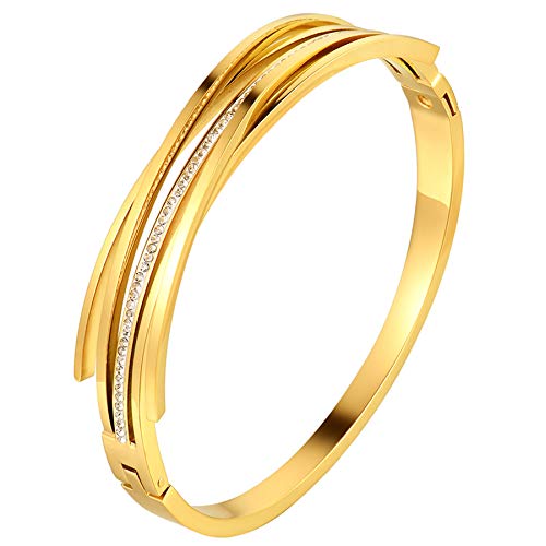 Flongo Damenarmband Freundschaftsarmbänder Damen Armband Frauen Armreif BFF Ketten mit gefassten Zirkonia Gold Golden Elegant für Frauen von Flongo